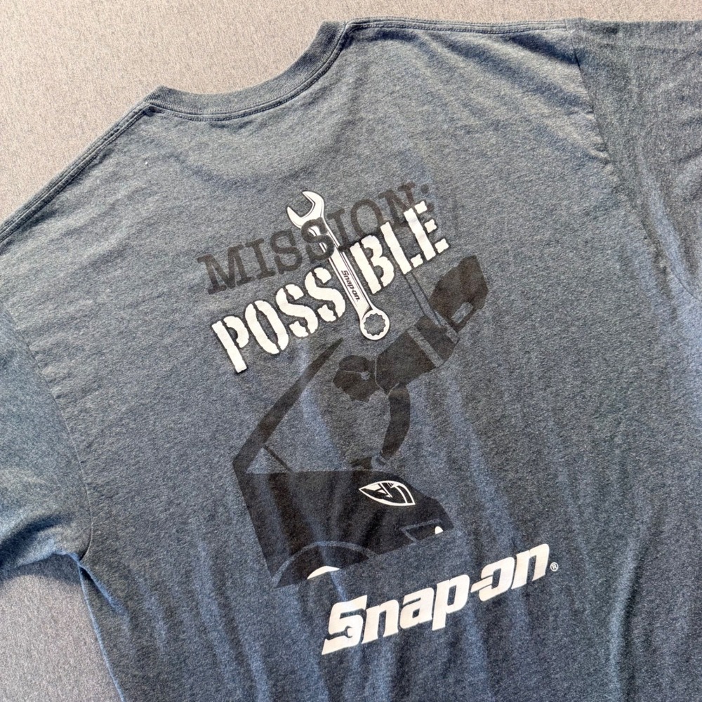 Snap-on Tools Mission Possible Graphic T-Shirt Gray Mens Large Short Sleeve